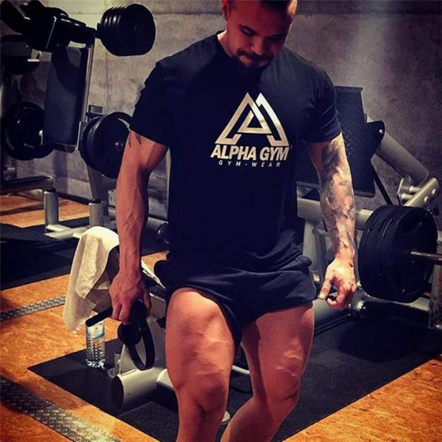 Summer New Men’s Gyms T Shirt Cross fit Fitness Bodybuilding Letter Printed Male Short Cotton Clothing