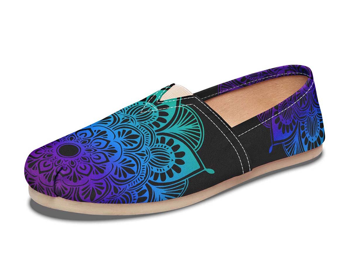 Blue Purple Mandala, Canvas Shoes, Boho Shoes, Vegan Shoes, Men’S Shoes, Woman’S Shoes, Custom Printed, Abstractprint