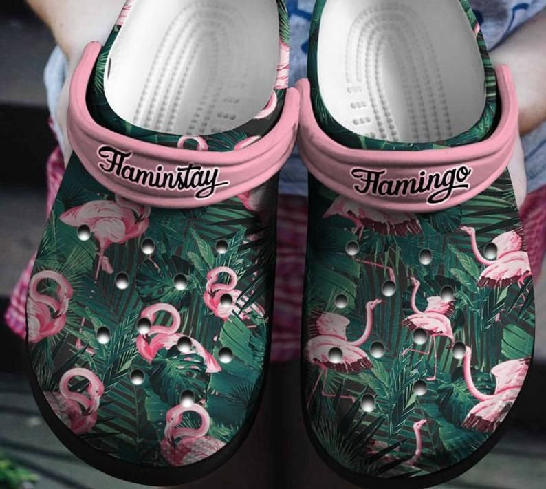 Flamingo Tropical Leaves Hawaii Rubber clog Shoes Comfy Footwear