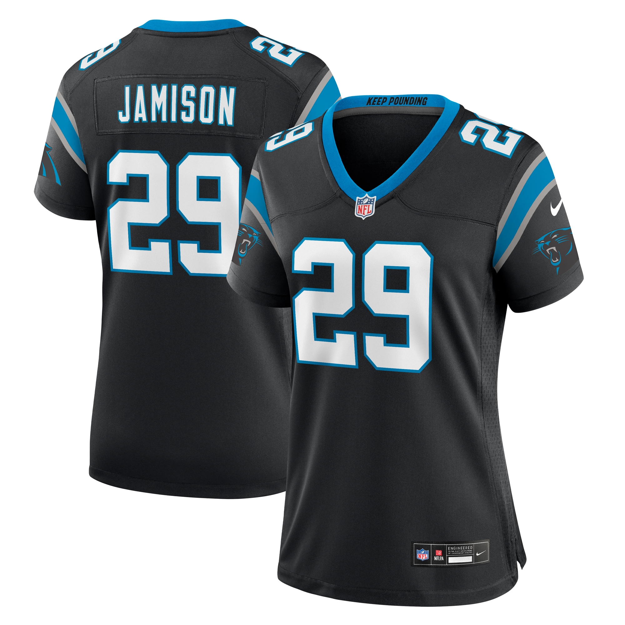 Women’s Carolina Panthers D’Shawn Jamison  Black Team Game Jersey 2