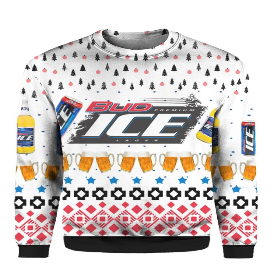 Bud Ice Beer 3D Print Ugly Christmas Sweater