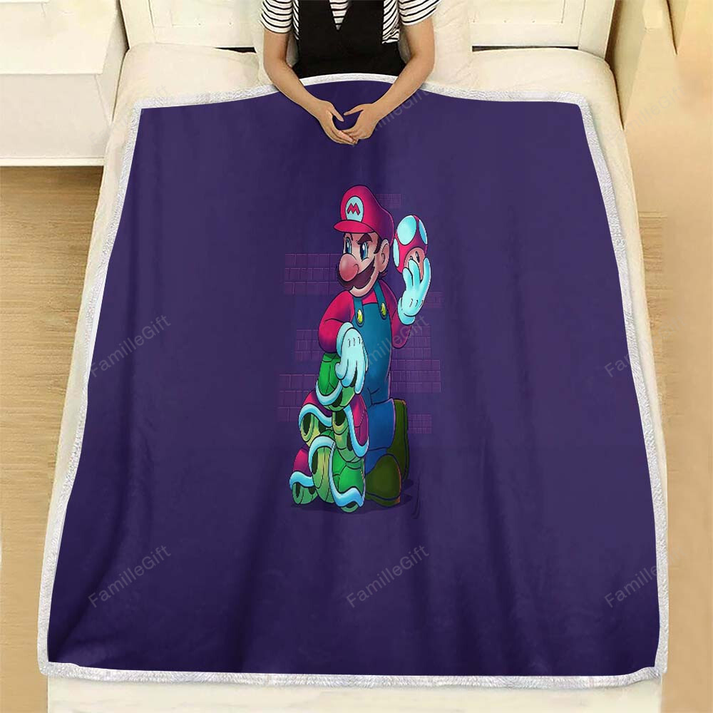 Super Mario And The Mushroom Fleece Blanket –  Soft Blanket, Warm Blanket