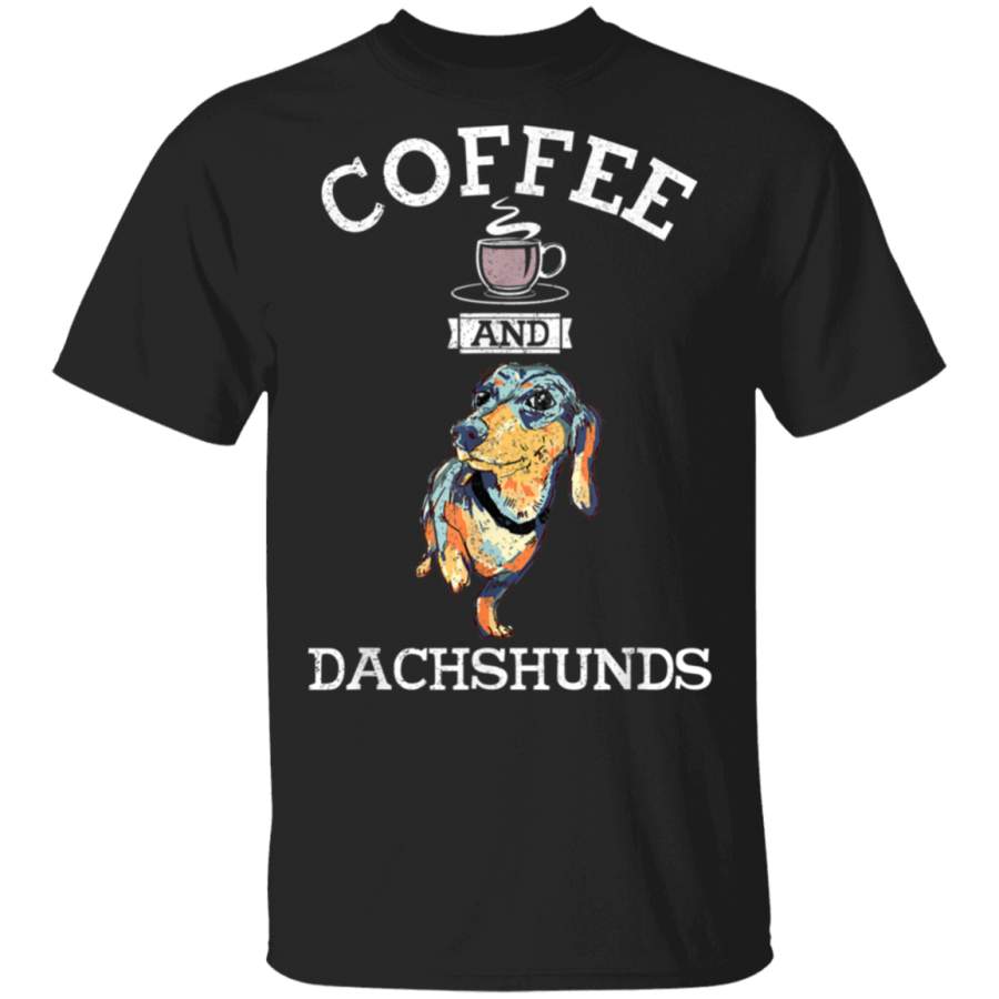 Vintage Coffee And Dachshunds Funny Dachshund Dog Lover Cool TShirt