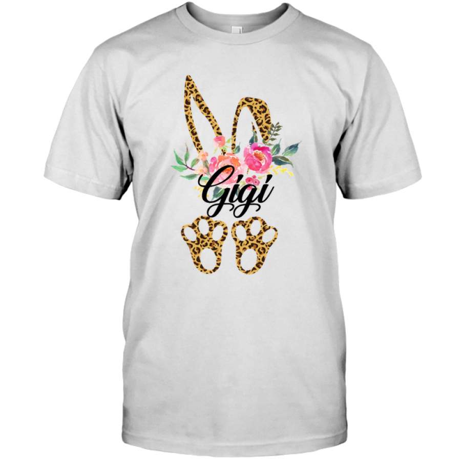 Gigi Bunny Leopard Print Floral Funny Thanksgiving Day Gift For Grandma Mimi Nana Women Mom T Shirt