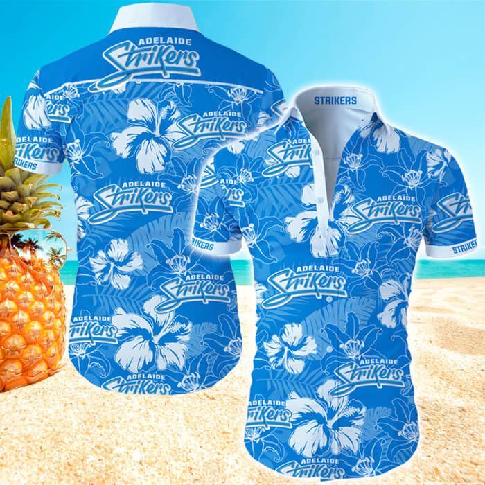 Adelaide Strikers Hawaii Shirt Tropical Flower Short Sleeve Slim Fit Body Ha70636