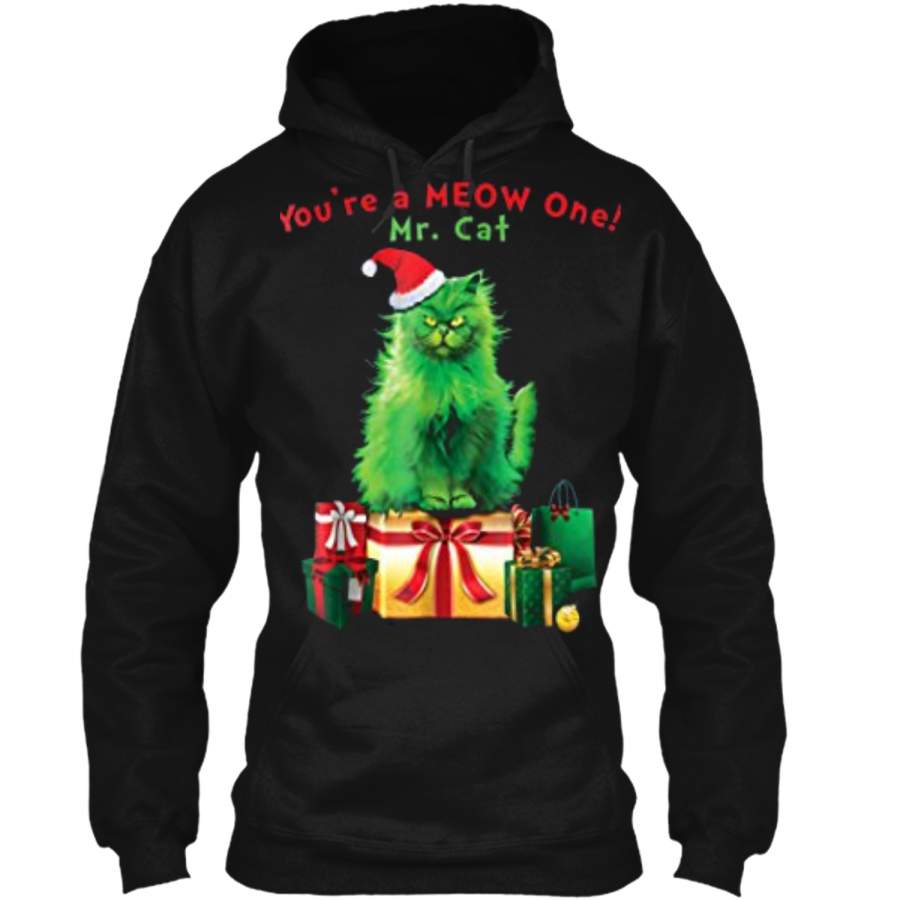 You’Re A Meow One Mr. Cat Christmas Holiday Funny  Pullover Hoodie   Christmas Gift Ideas