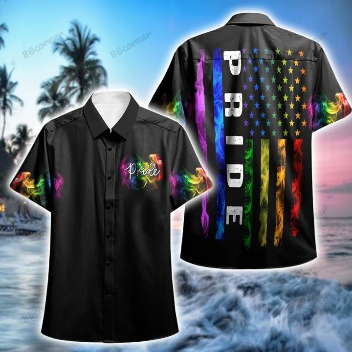 Pride Rainbow Flag Hawaii Shirt, Summer Aloha Shirt, Gift For Summer