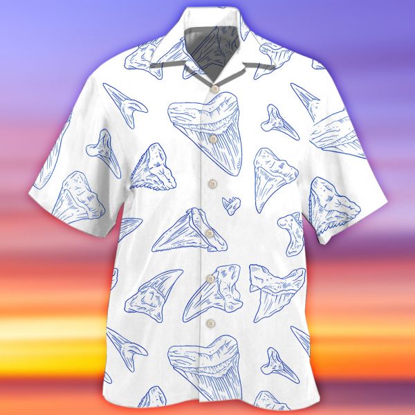 Shark Teeth Hawaiian Shirt Shorts Set Summer Beach Clothing Clothes Outfit For Men Ht