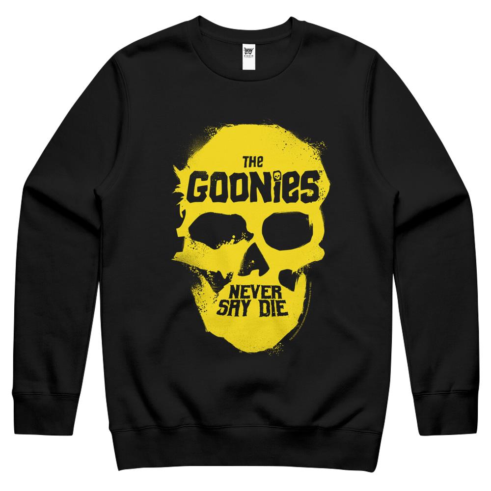 Goonies Never Say Die Yellow Skull Crewneck Sweatshirt