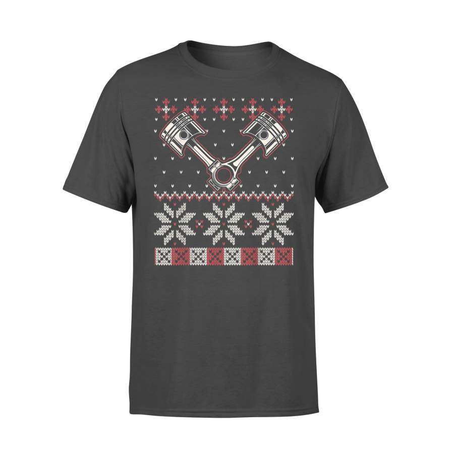 Automobile Piston Ugly Christmas Sweater Auto Car Mechanic T-Shirt – Standard T-shirt