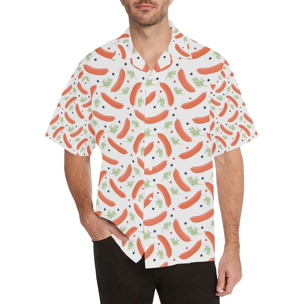 Sausage Pattern Print Design 03 Men’s All Over Print Hawaiian Shirt (model T58)