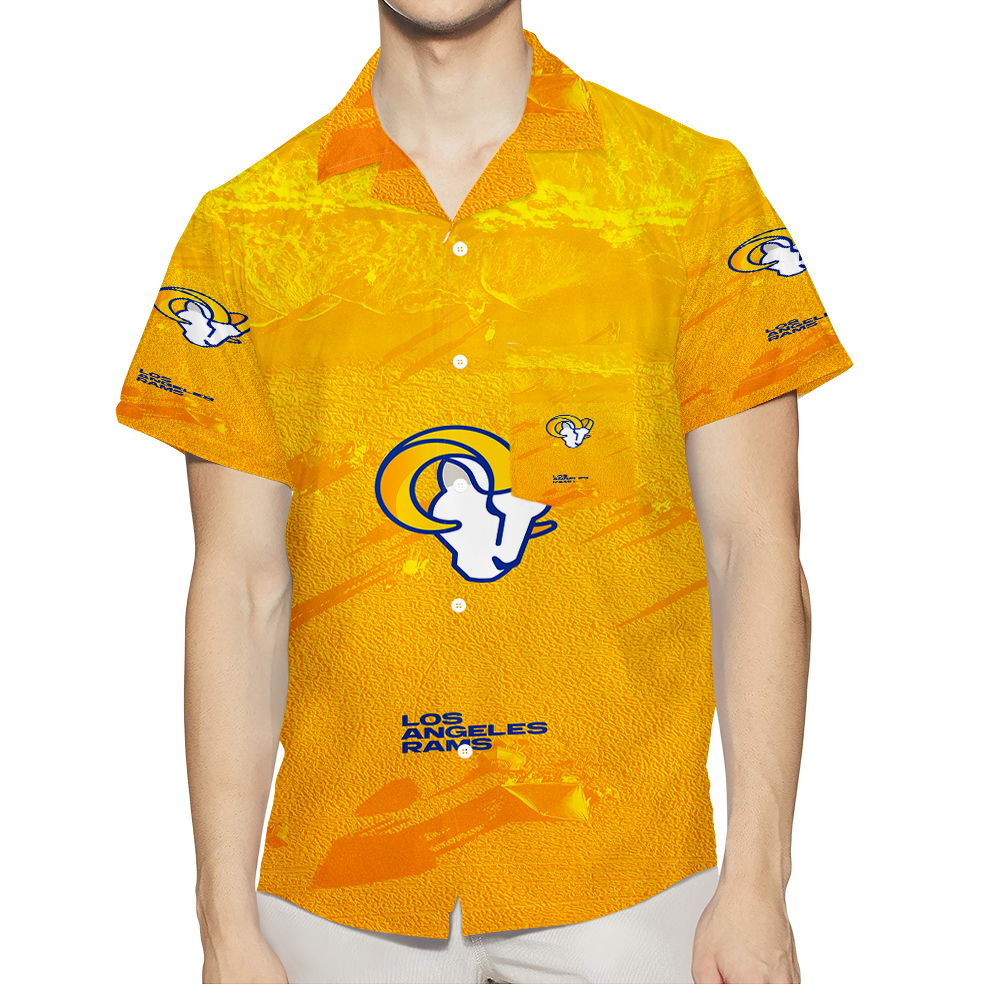 Los Angeles Rams Yellow 3D All Over Print Summer Beach Hawaiian Shirt With Pocket