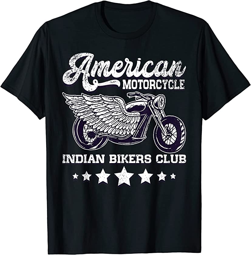 American Motorcycle Indian Bikers Club Vintage Native Biker T-Shirt