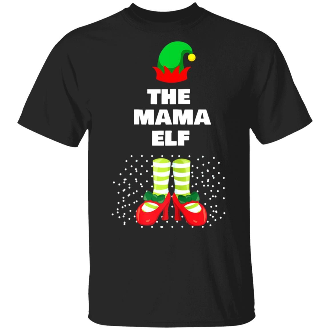 Womens The Mama Elf Matching Family Christmas Party Pajama Gift T-Shirt