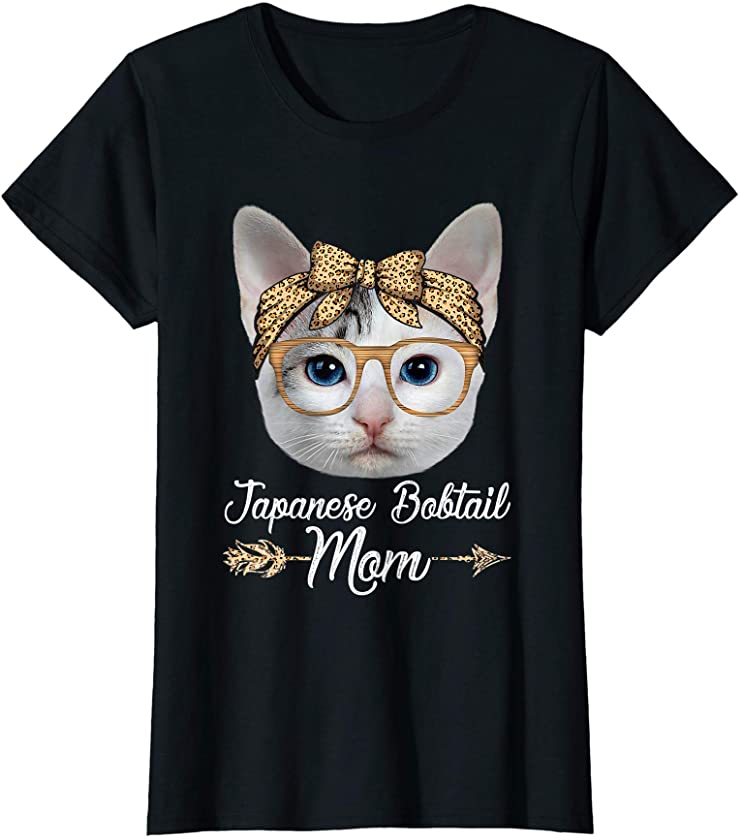 Womens Cute Japanese Bobtail Mom Leopard Cat Mom Mother’s Day T-Shirt