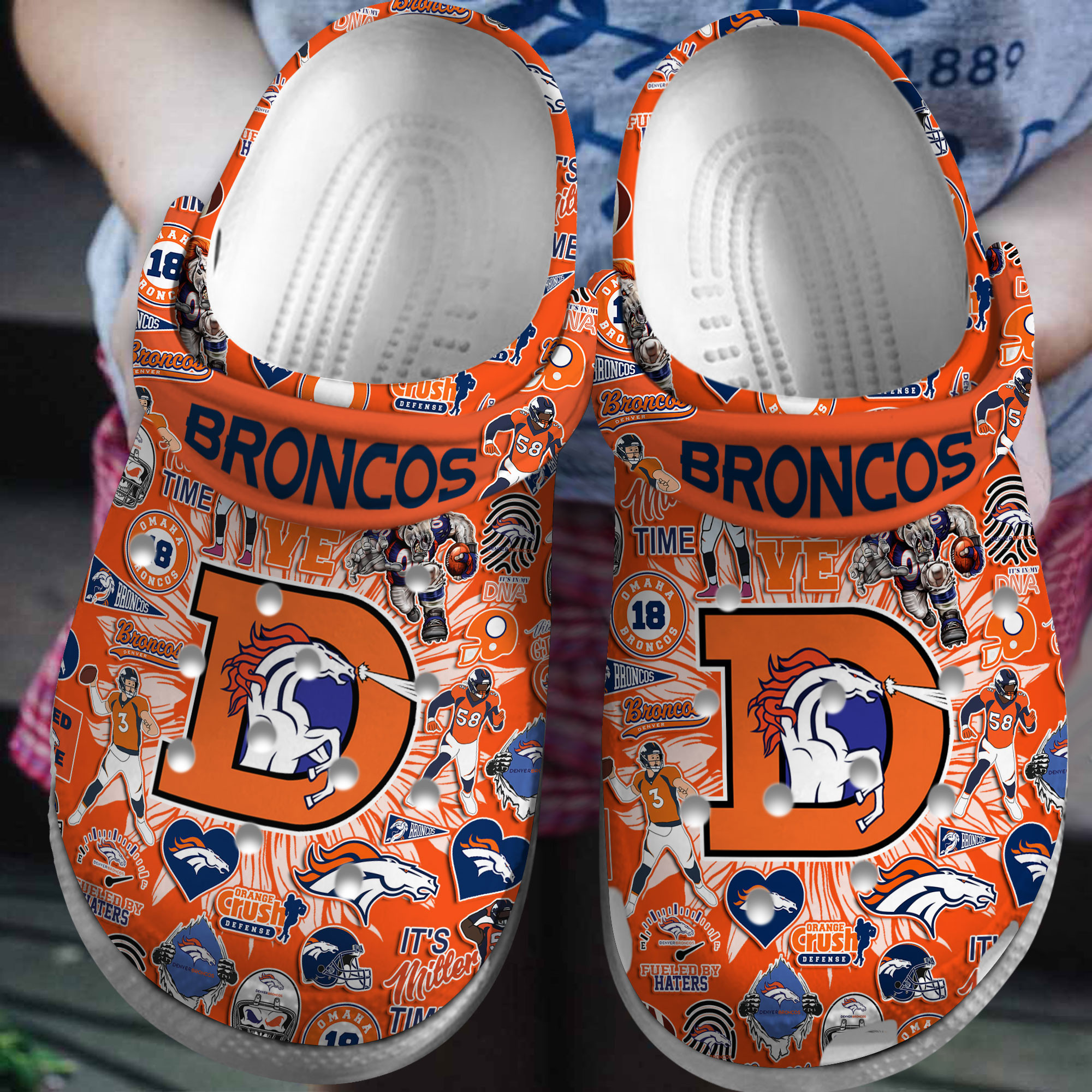 Denver Broncos NFL Sport Crocss Crocband Clogs Shoes Comfortable For Men Women and Kids