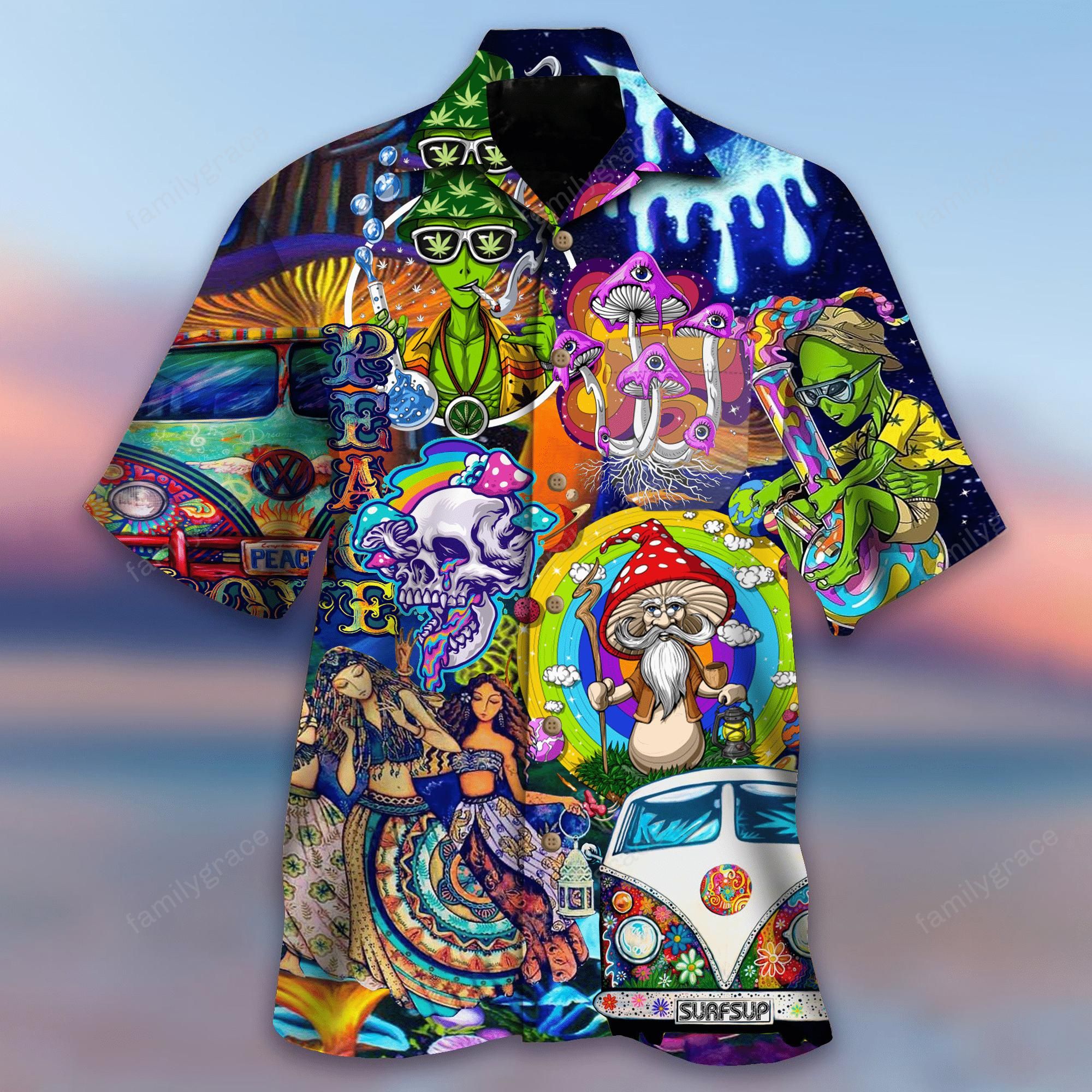 Hippie Time Aloha Hawaii Shirt Colorful Short Sleeve Summer Beach Casual For Men And Women Ha19585