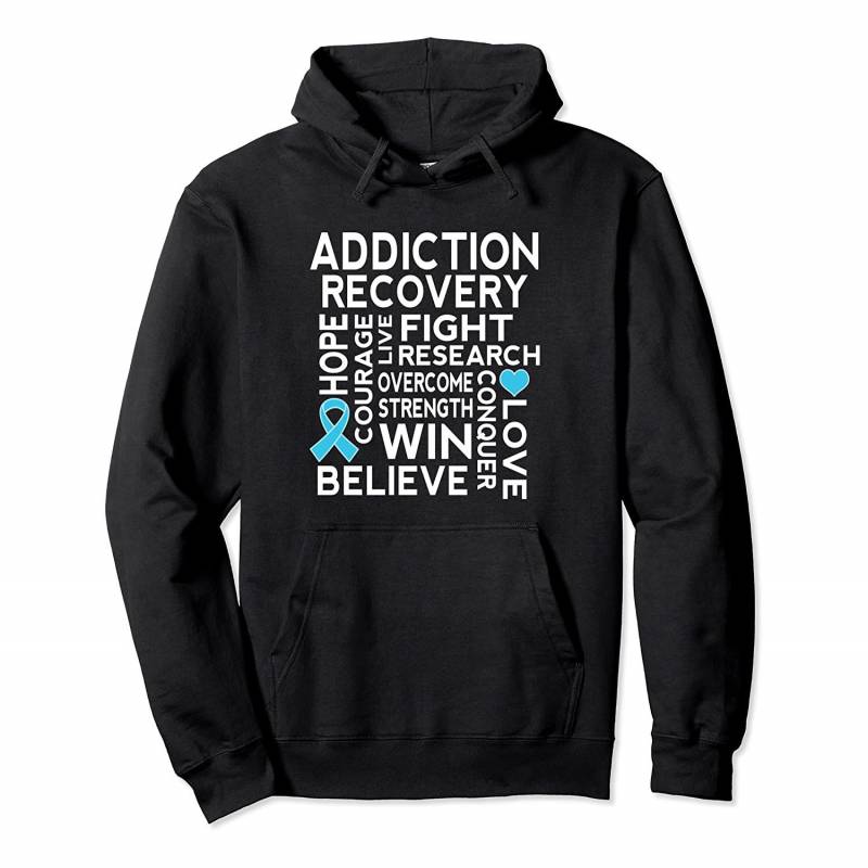 Addiction Recovery Support Month Ribbon Awareness Pullover Hoodie