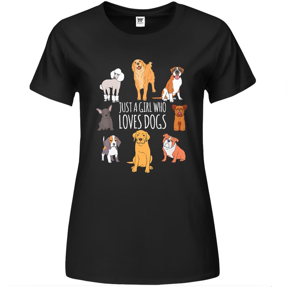 Cute Dog & Puppy Lover Gifts – Just A Girl Who Loves Dogs Premium Womens T Shirts