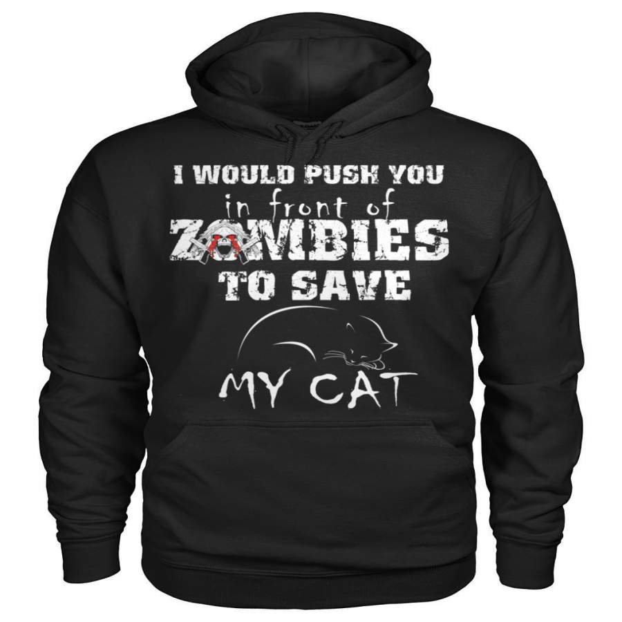 Zombie Push Cat Pullover Hoodie 8 Oz