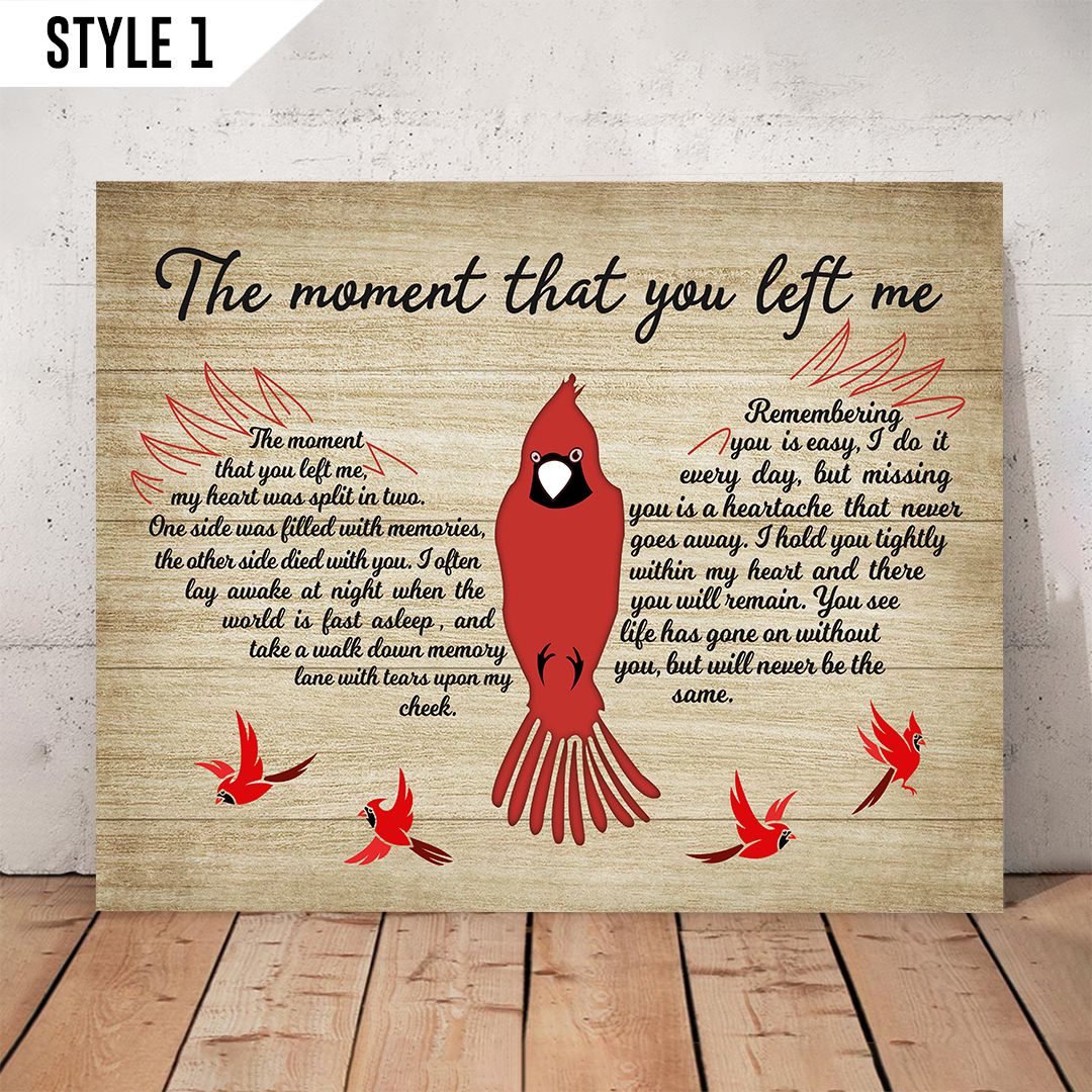 The Moment That You Left Me My Heart Was Split In Two Cardinal Bird Brown Horizontal Canvas Wall Art Home Decor