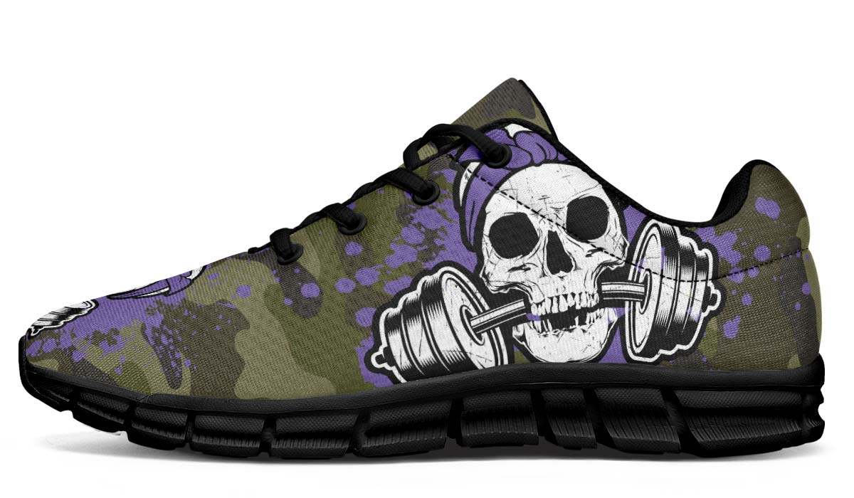 Camo Purple Splat Skull Breathable Sneakers Custom Shoes V114