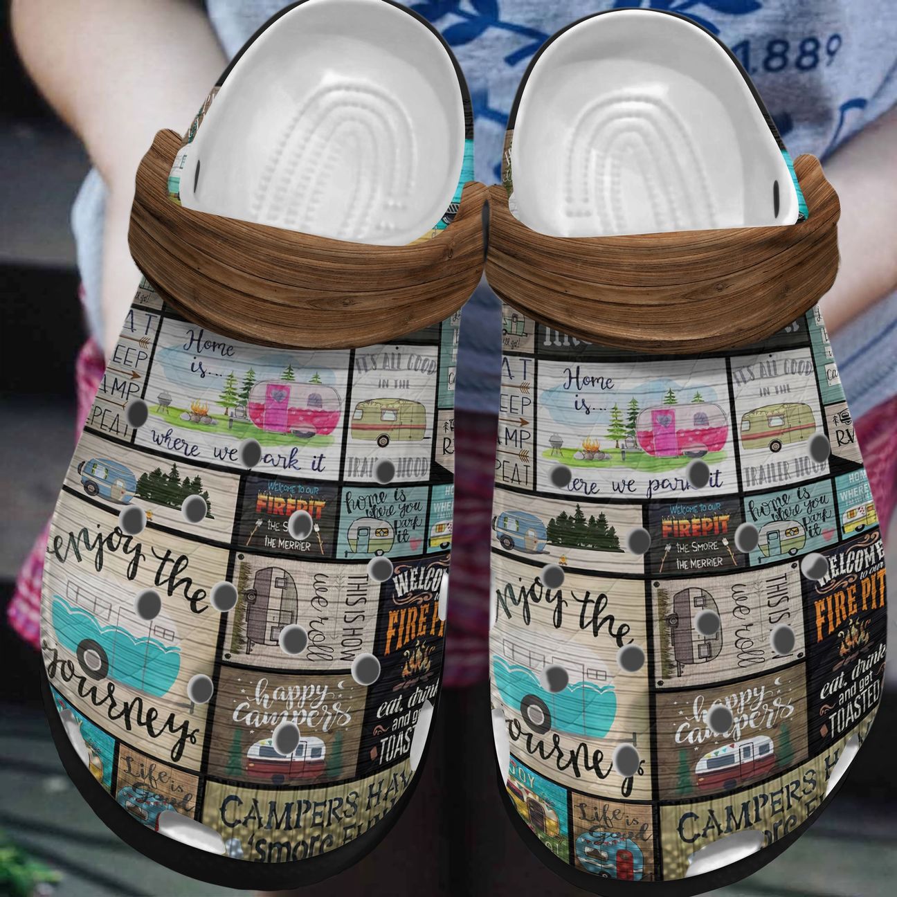 Camping Enjoy The Journey Personalized Clog, Custom Name, Text, Color, Number Fashion Style For Women, Men, Kid, Print 3D