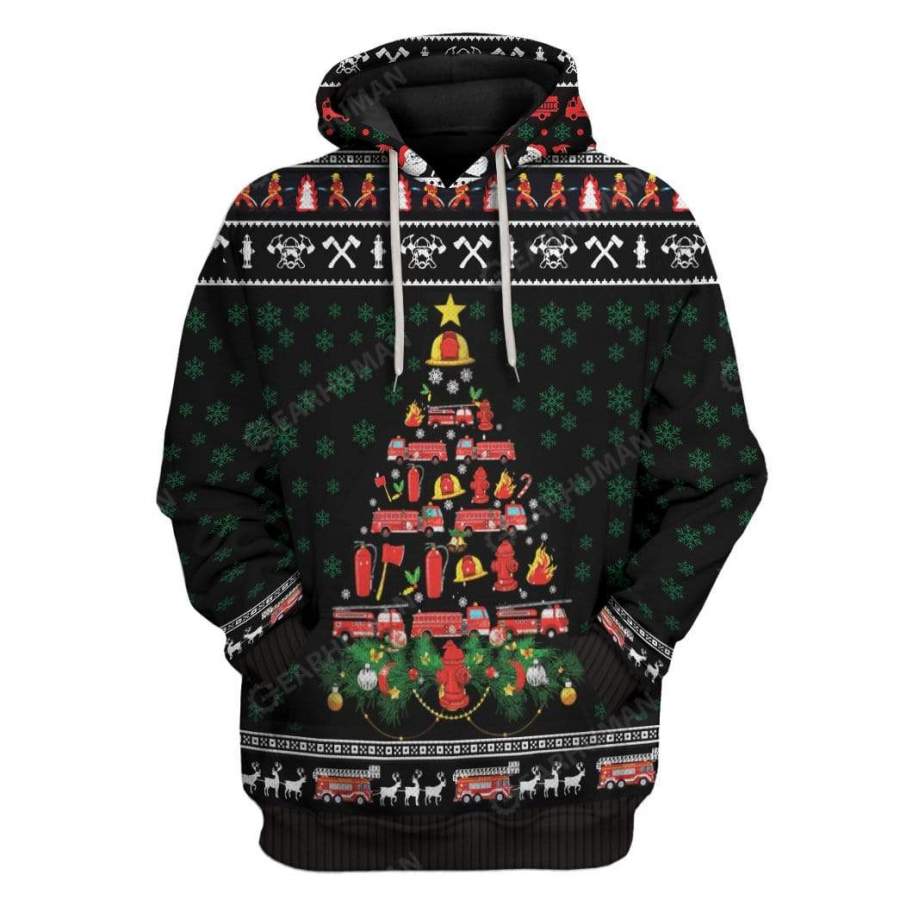 Ugly Fire Truck Firefighter Christmas Custom Tshirt Hoodies Apparel