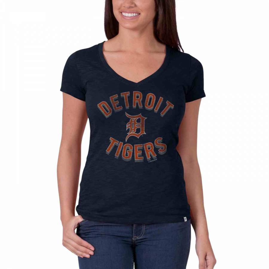 Detroit Tigers ’47 Scrum V-Neck T-Shirt 3D All Over Print