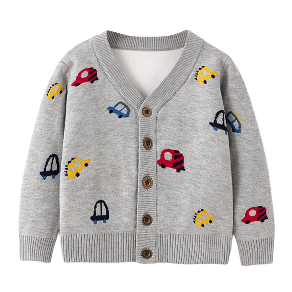 Spring And Fall Children’s Cardigans Cartoon Car Print Sweater Cardigans Jacket Coat Boys Toddler Kids Clothing alx