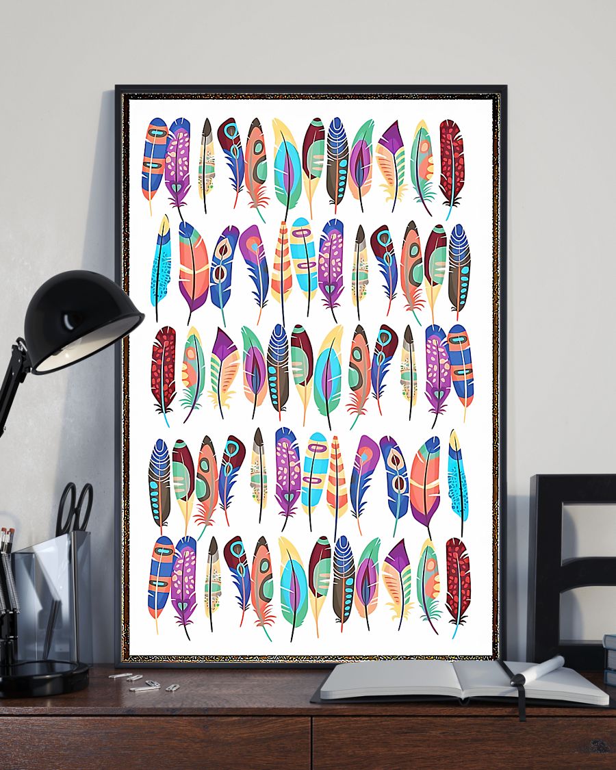 Native American Color Feather Vertical Canvas And Poster | Wall Decor Visual Art