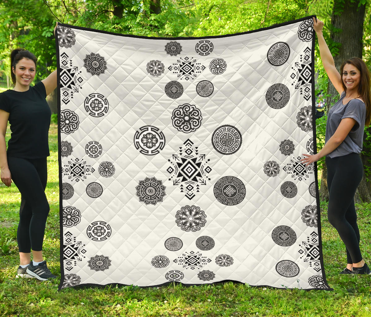 Various Mandala Patterns Black White Premium Quilt Blanket Na091105