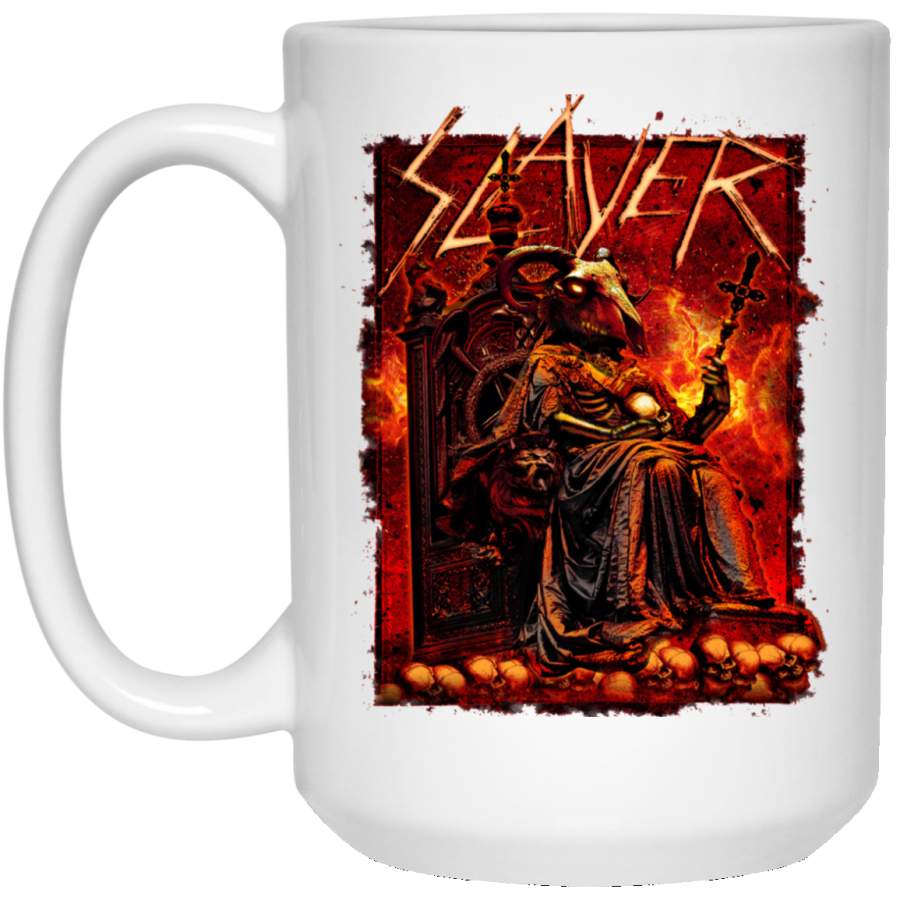 Slayer T Shirt Goat Skull Band Logo Official White Big Mug