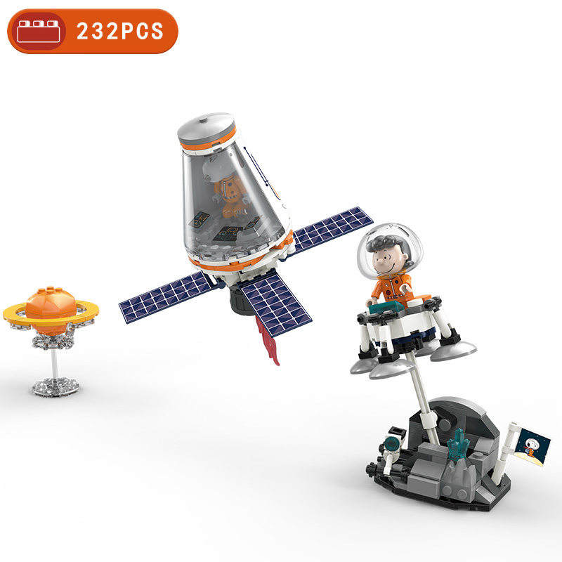 MOC Creative Snoopy Action figures Space Series Orbiting Satellite Building Blocks Bricks DIY Toys for kids Birthday Gifts alx