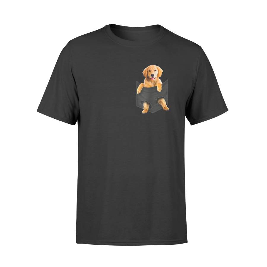 Christmas Pocket Golden Puppy Dog Lover T-Shirt – Standard T-shirt