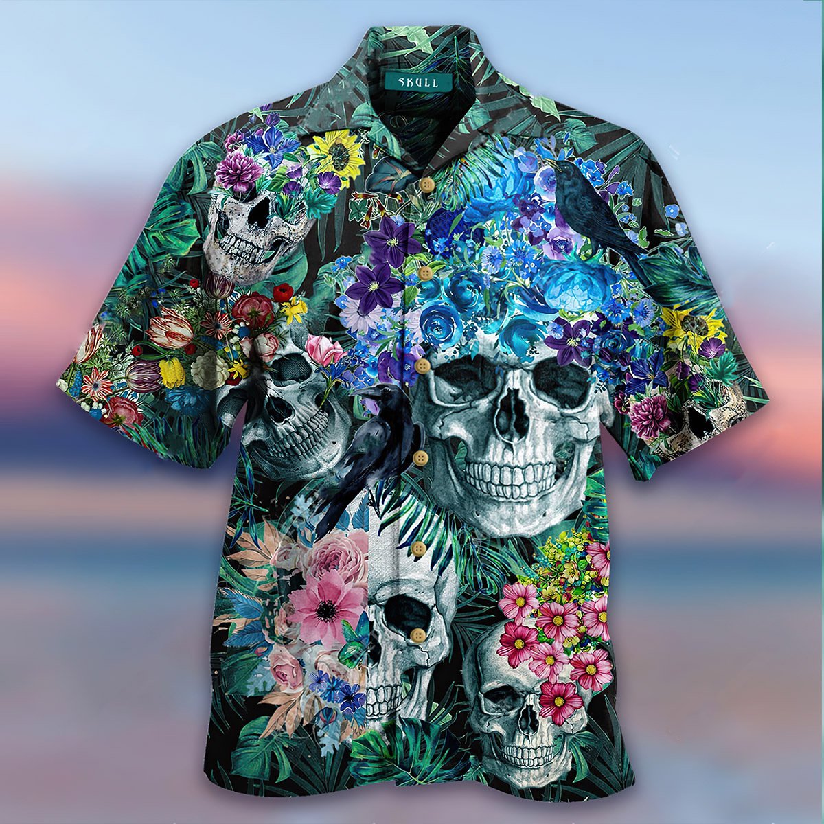 Skull Flower All Over Printed Hawaii Shirt Ha34161