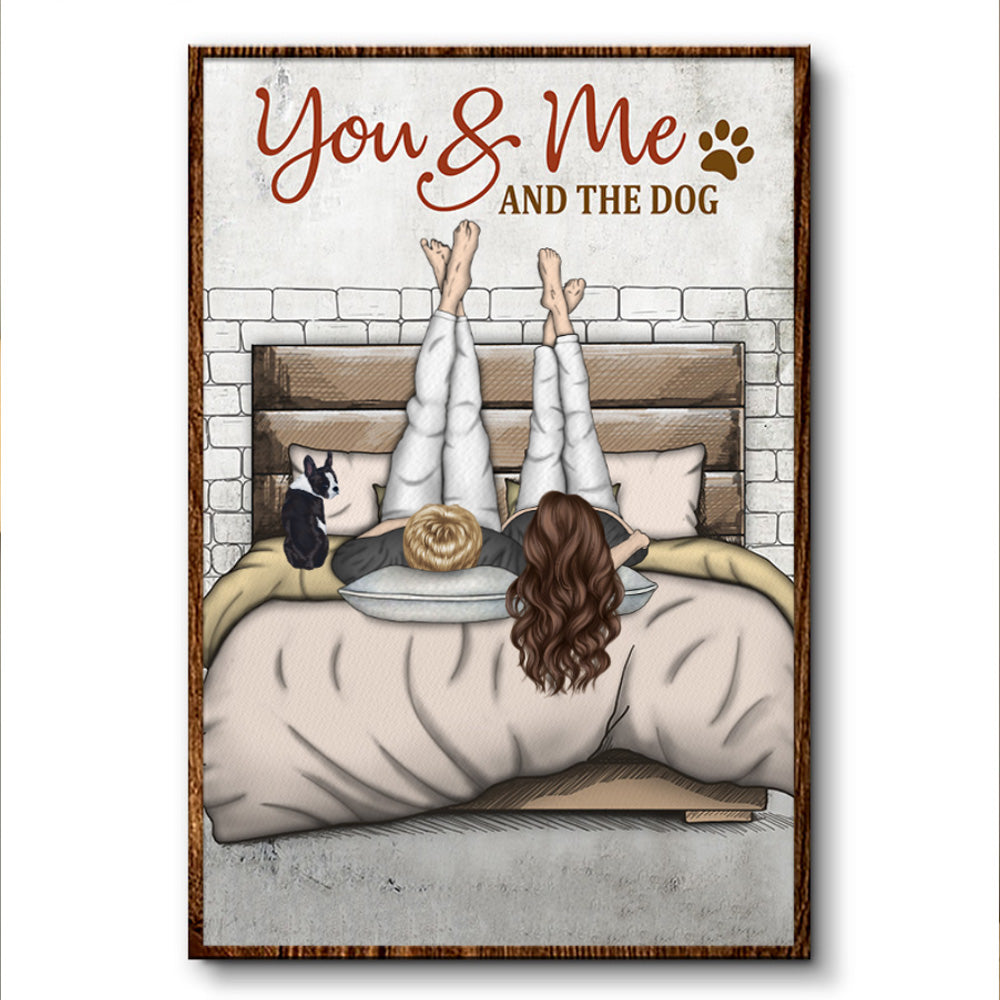 You, Me And The Dog Couple Romantic Portrait Poster & Canvas For Spouse, Dog Lover Home Decor Wall Art Visual Art