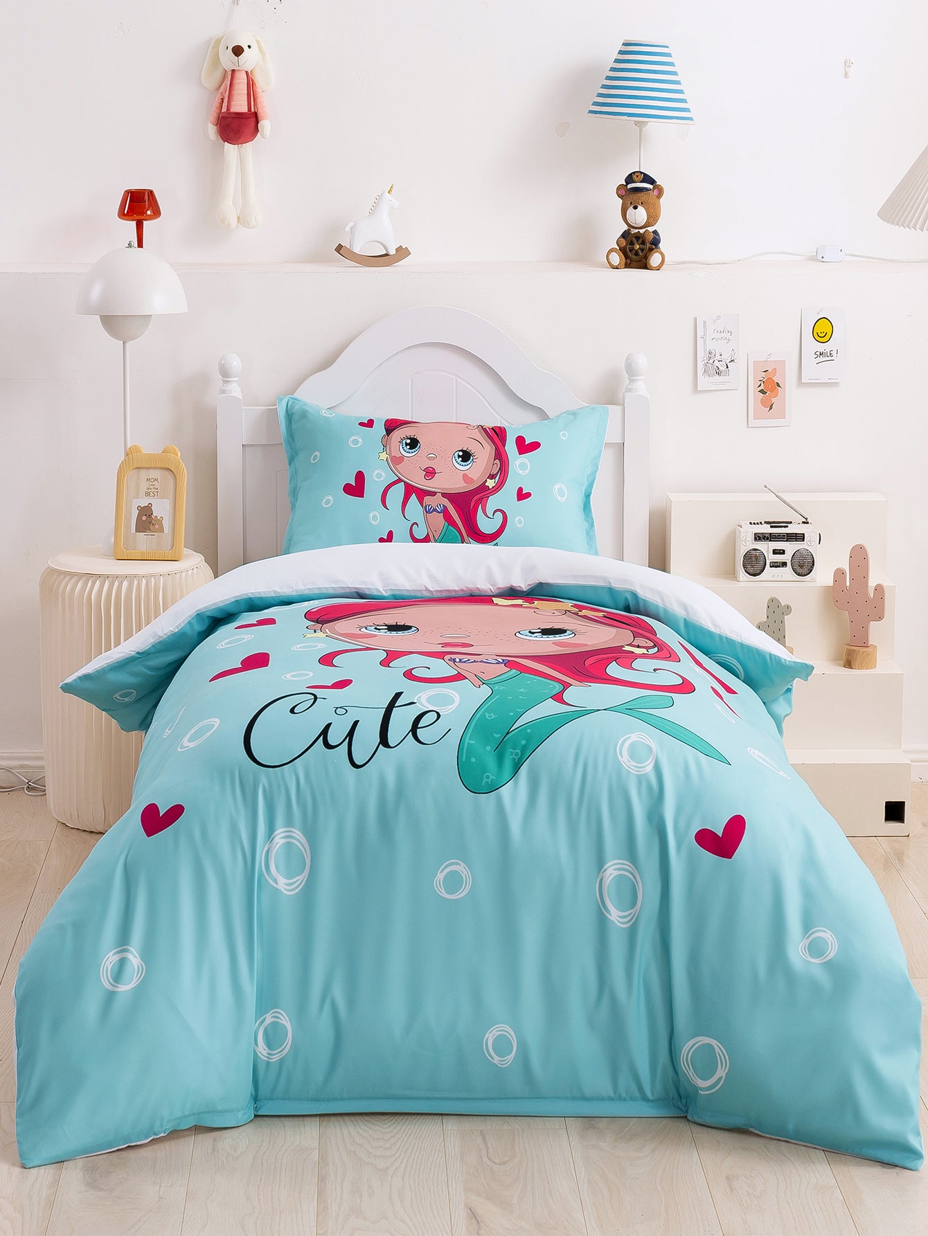 3D Cartoon Animal Mermaid Pattern Quilt Cover Set Bedding Set Duvet Cover Pillowcases 345