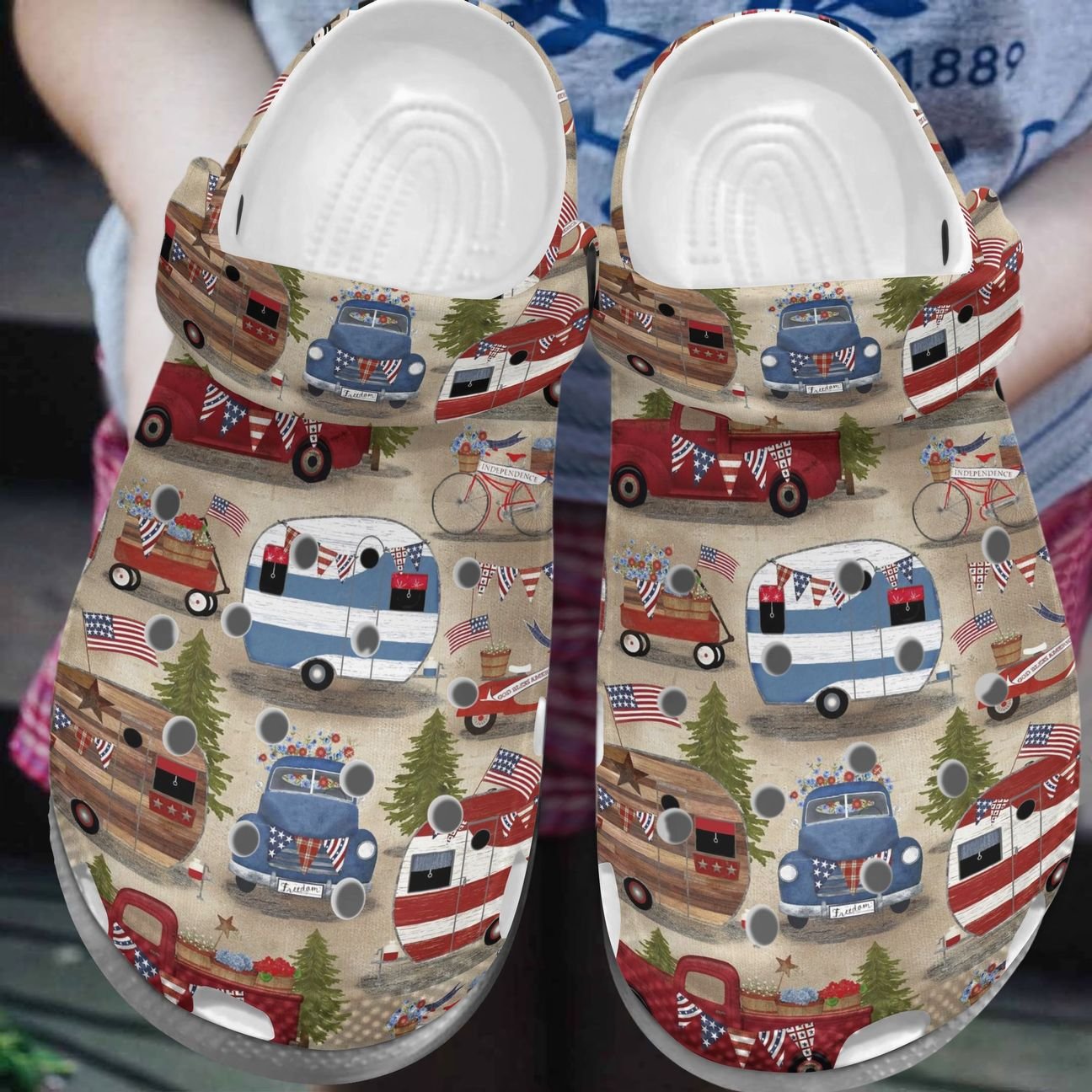 Camping Personalized Clog, Custom Name, Text, Color, Number Fashion Style For Women, Men, Kid, Print 3D Red