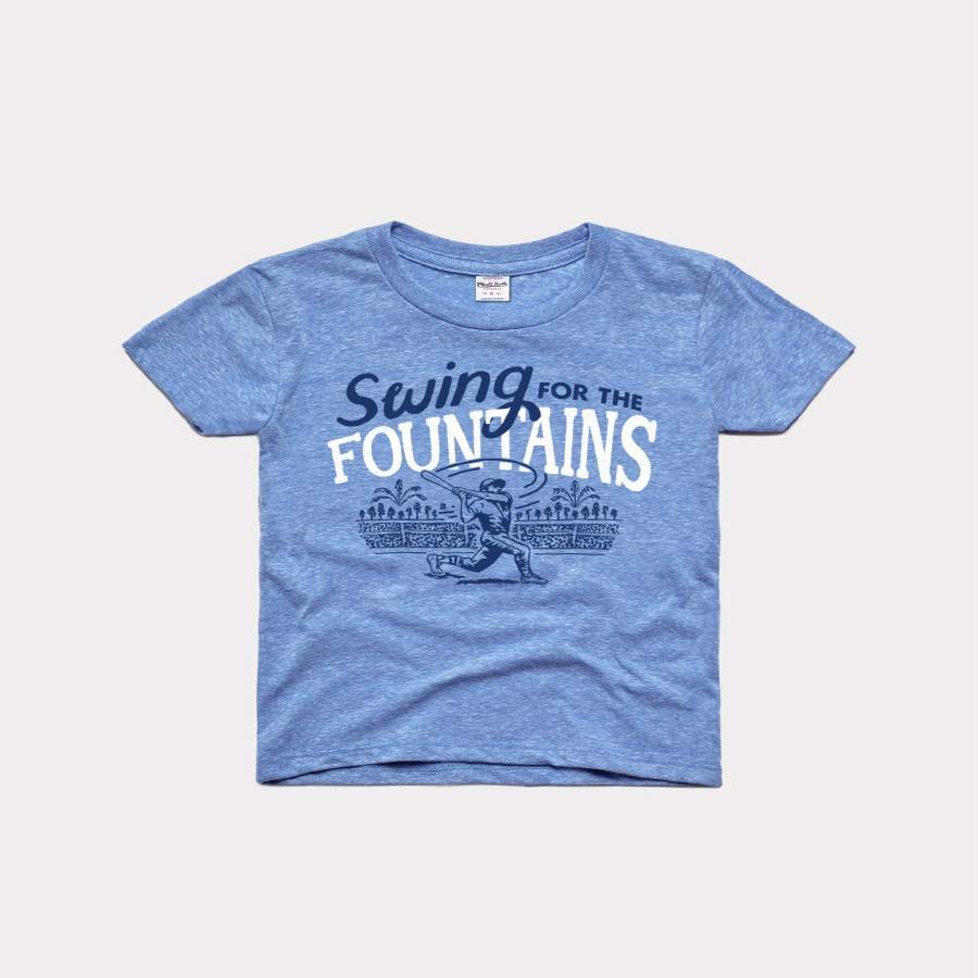 Kids Swing For The Fountains Vintage Blue Kansas City Baseball T-Shirt