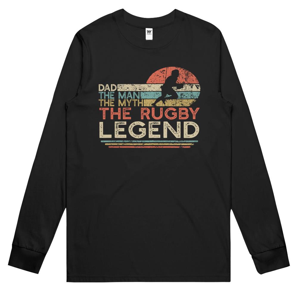 Mens Vintage Rugby Dad The Man The Myth The Legend Father’S Day Gift Long Sleeve T Shirts