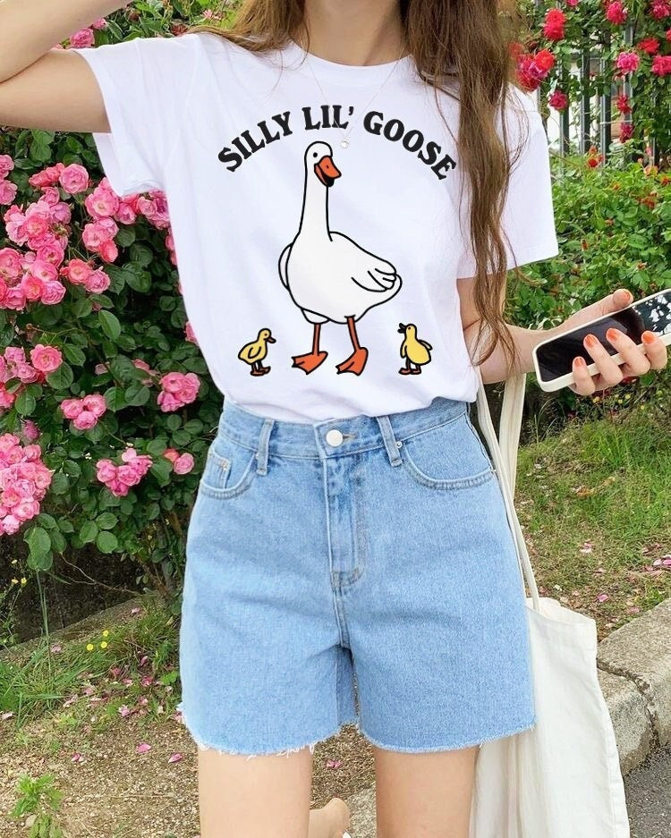 Silly Lil Goose Tshirt, Cute Baby Geese Quote Shirt, Trendy Graphic Tee, Oversized UNISEX T-shirt, Goose Lover shirt, Funny Shirt