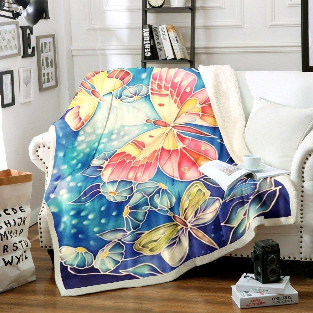 Butterfly Sherpa Fleece Blanket Yz