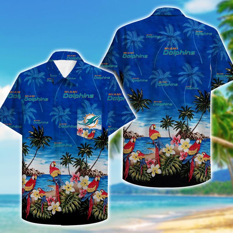 Miami Dolphins Hawaiian Shirt Tropical Pattern- Hawaii Shirt- Hao