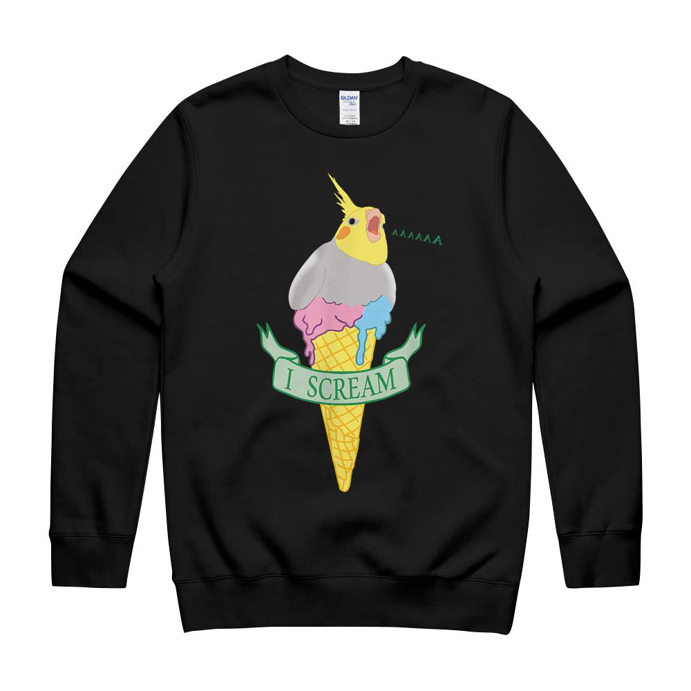 Funny Parrot Pet Doodle I Scream Ice Cream Cockatiel T-Shirt Crewneck Sweatshirt
