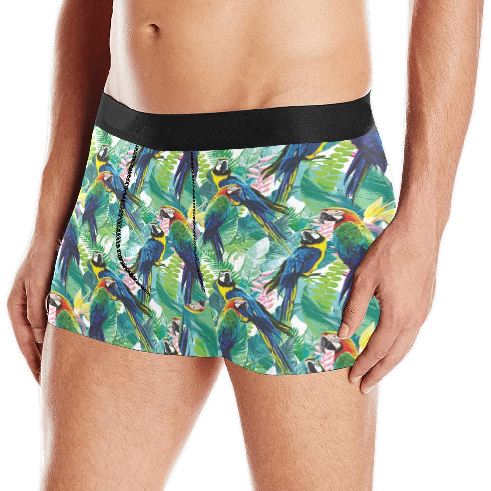 Colorful Parrot Exotic Flower Leaves Men’S All Over Print Boxer Briefs Men’S Underwear