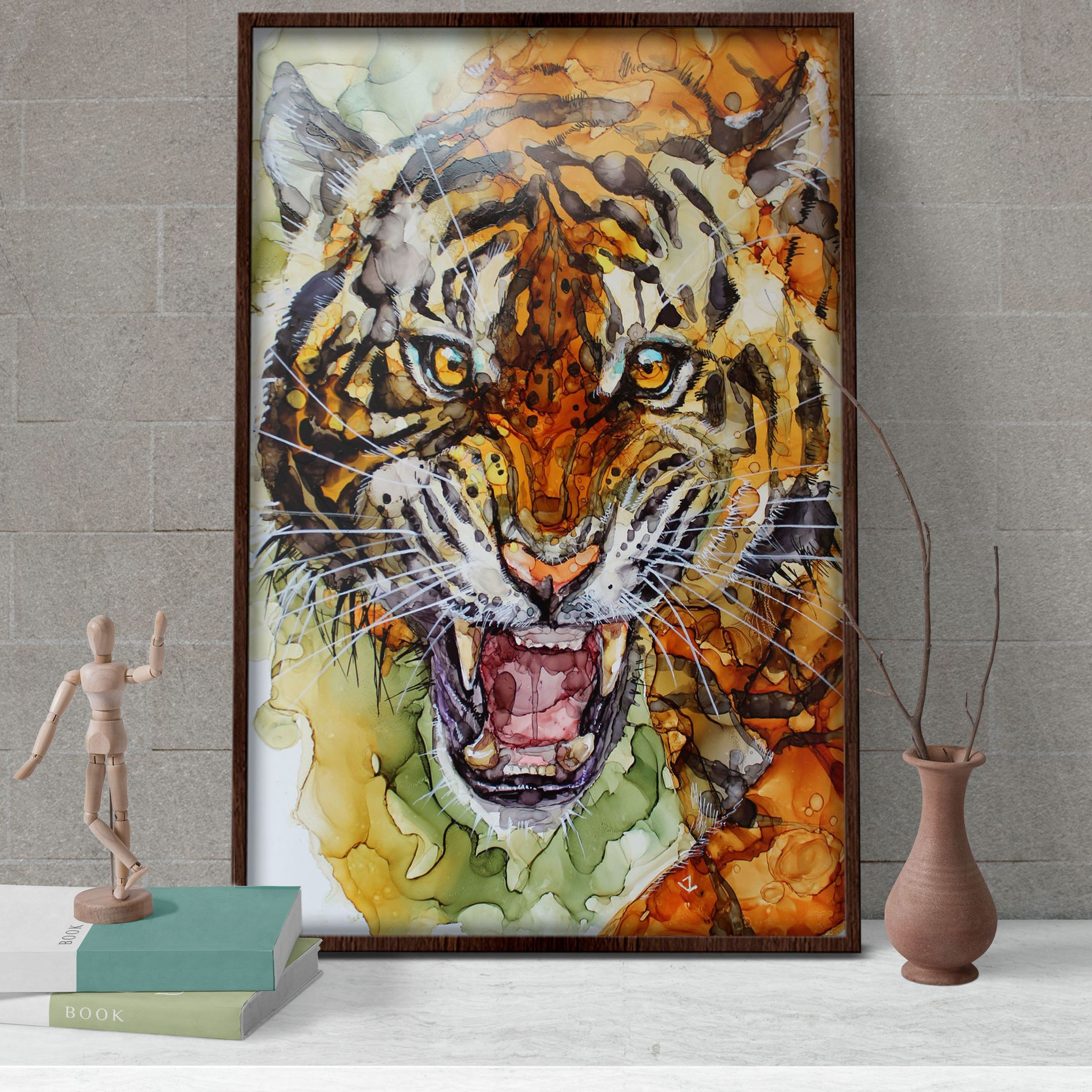 B1506 G813 Painting Tiger Art Poster & Canvas