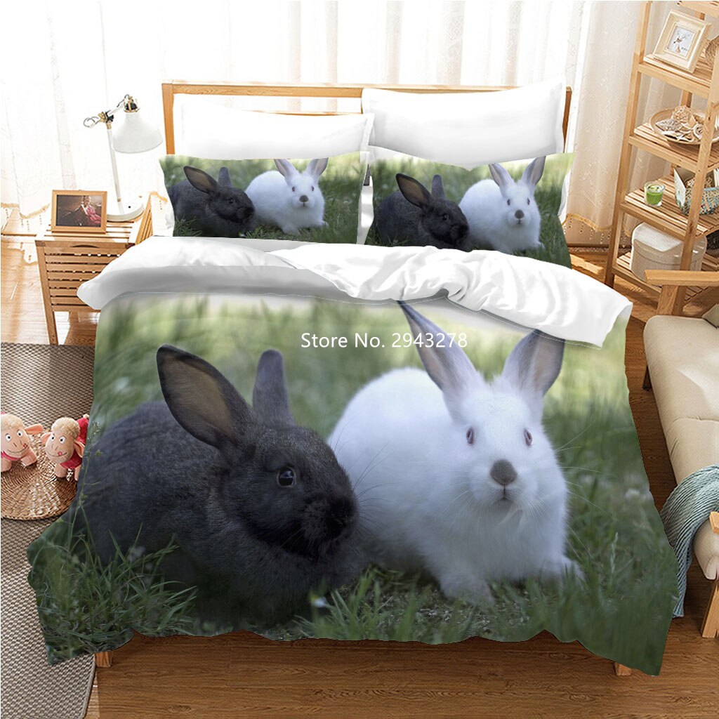 Rabbit Pattern 3D Bedding Printed Home Textile S And Pillowcases Bedroom Decor Deluxe Full Size For Children And Adults Duvet Covers