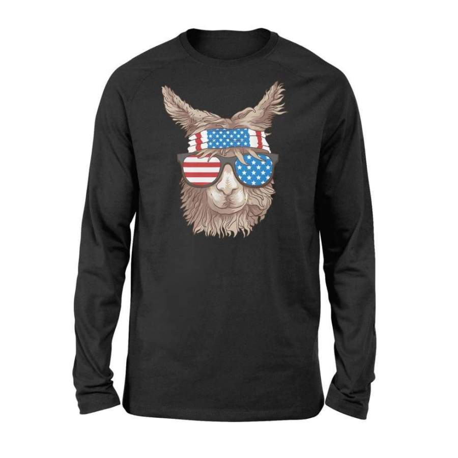 USA Patriotic Llama Cute Animal Lovers Funny America Gift – Standard Long Sleeve