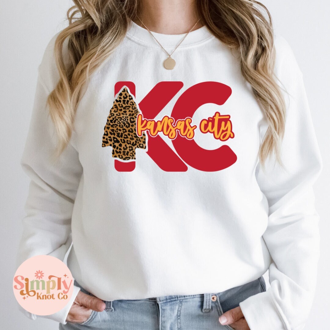 Kansas City Sweatshirt for Women, Kansas City Football shirt, Kansas City Gift, Retro Kansas City Sweatshirt, Leopard Kansas City shirt